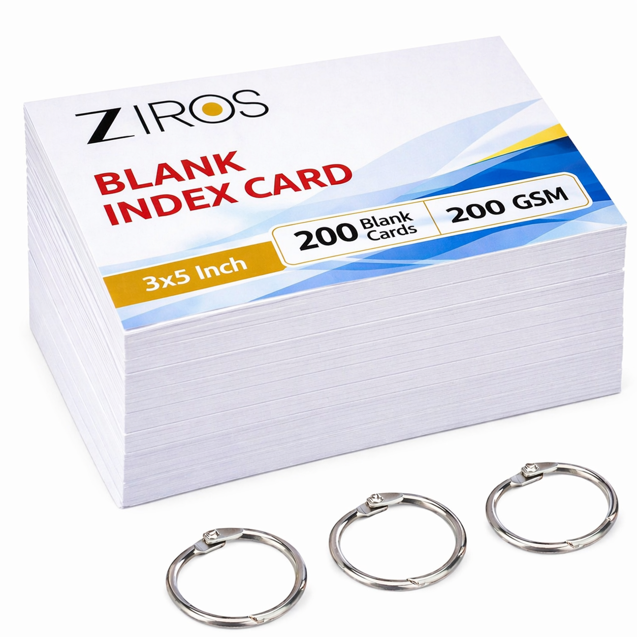 ZIROS Blank Index Flash Cards White, with Binder Rings for Notes, Cue   Samshee - Islamic Decals