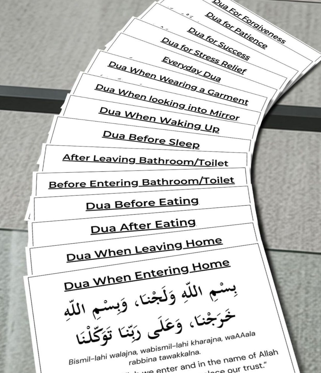 Islamic dua stickers set of 5, Daily mansoon duas for kids, adults