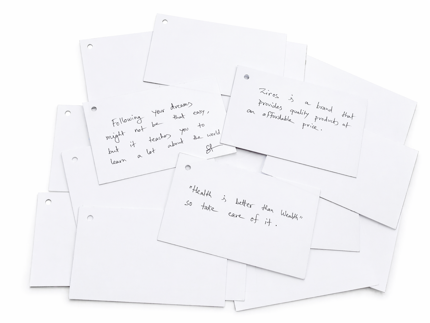 ZIROS Blank Index Flash Cards White, with Binder Rings for Notes, Cue Cards, Exam Preparation (3x5 Inch, 200 GSM)